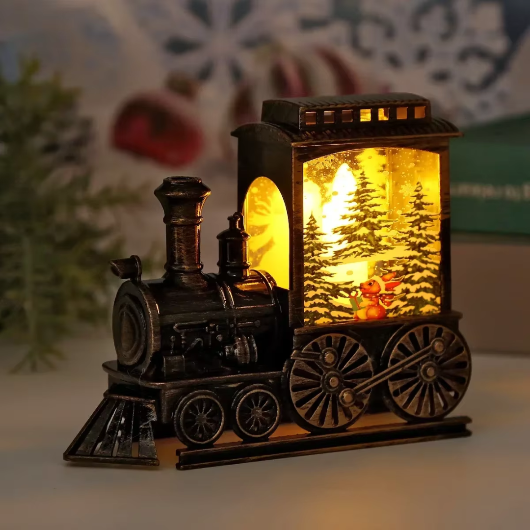 Vintage Christmas Train LED Lantern β Festive Glowing Ornament