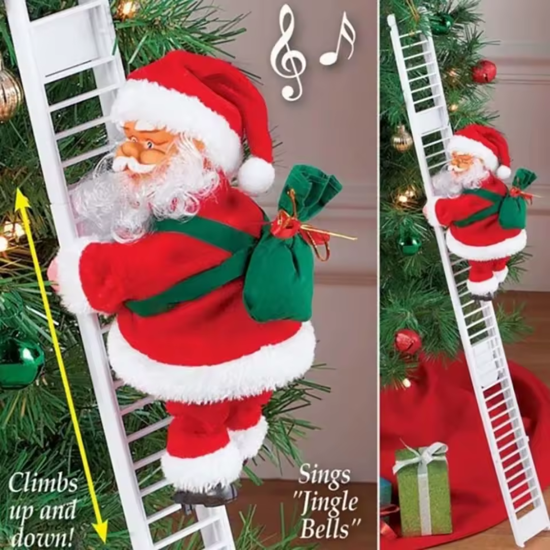 Electric Climbing Santa with Music & LED Lights – Christmas Tree Ornament