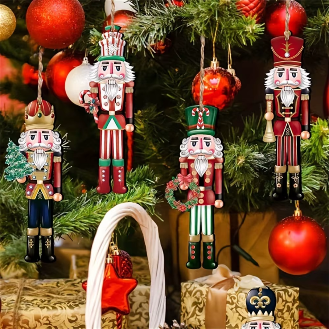 12-Piece Nutcracker Wooden Christmas Ornaments Set – Festive Tree Hanging Decorations
