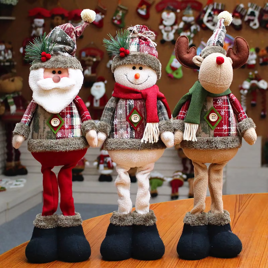 Adjustable Christmas Plush Figures β Santa, Snowman, Reindeer or Full Set (40β60 cm) | Festive Home Decor Dolls