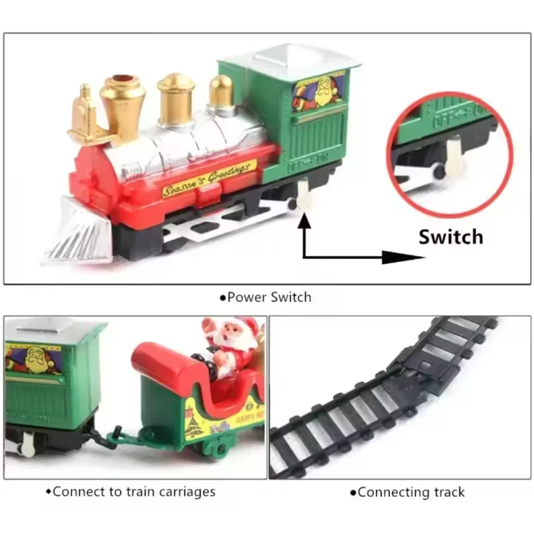 Classic Christmas Electric Train Set for Tree – Battery-Powered Track (216 cm) | Holiday Decoration & Kids Toy