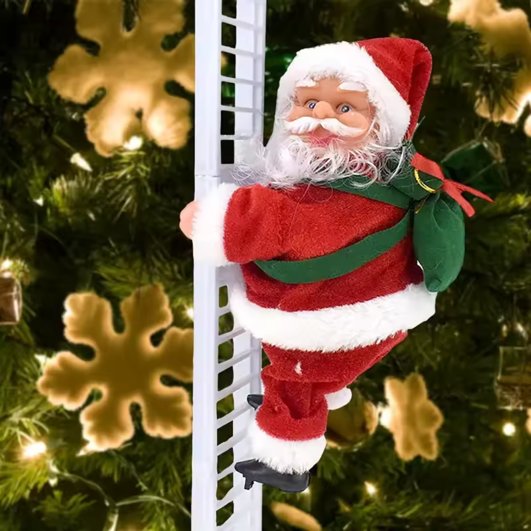 Electric Climbing Santa with Music & LED Lights – Christmas Tree Ornament