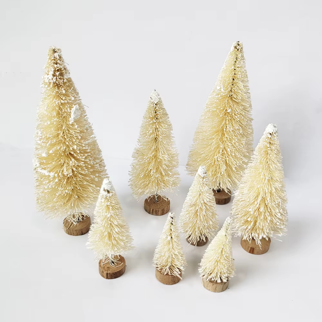 Mini Frosted Christmas Trees – 8-Piece Set | Tabletop Holiday Decor