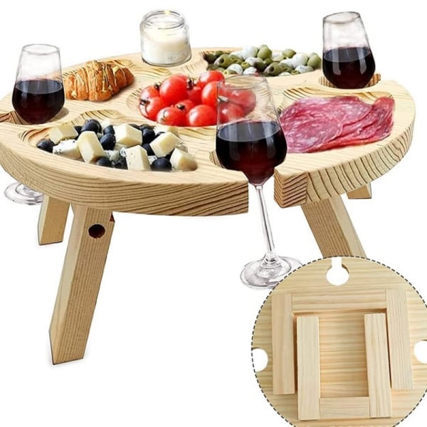Wooden Outdoor Folding Picnic Table-With Glass Holder