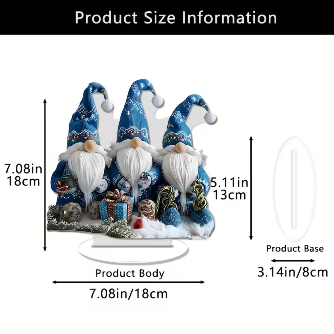 Nordic Blue Christmas Gnomes β Acrylic LED Tabletop Decoration