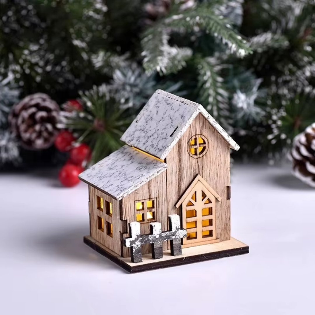 Wooden LED Christmas Houses Set (3 Pieces) – Nordic Village Light Décor