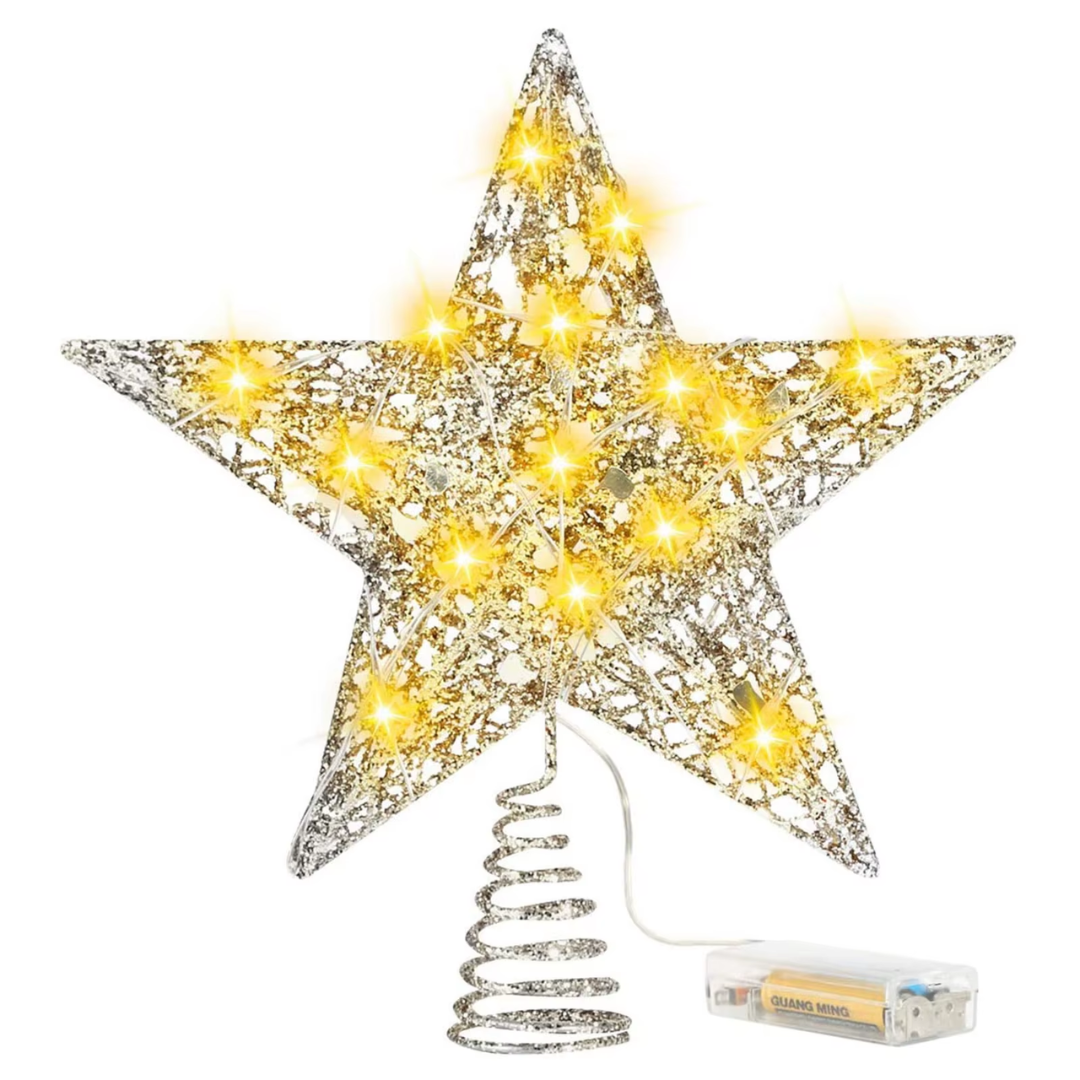 LED Christmas Tree Star Topper β Gold & Silver Holiday Decor