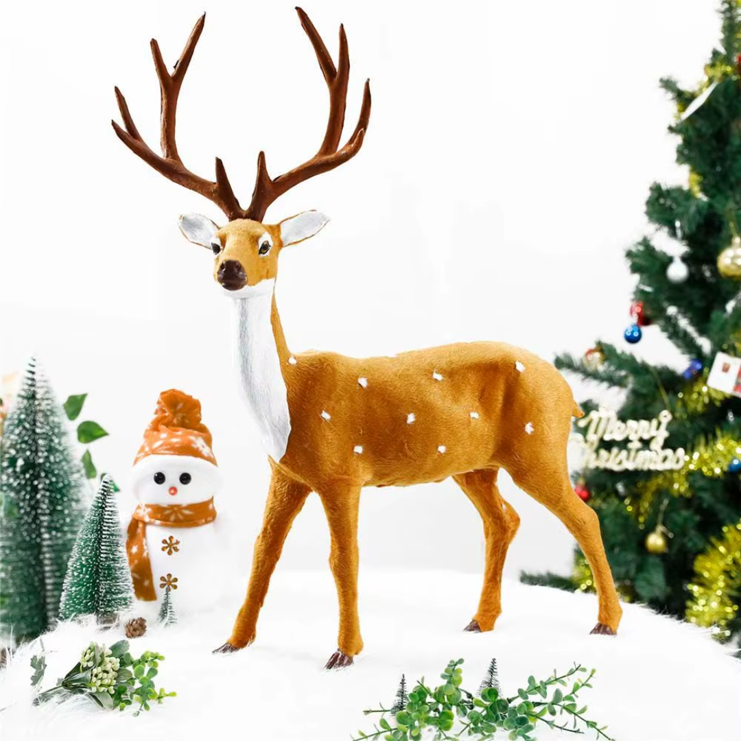 Christmas Deer Family Set β 3-Piece Plush Simulation Reindeer Decor | Festive Elk Ornaments for Home & Tree