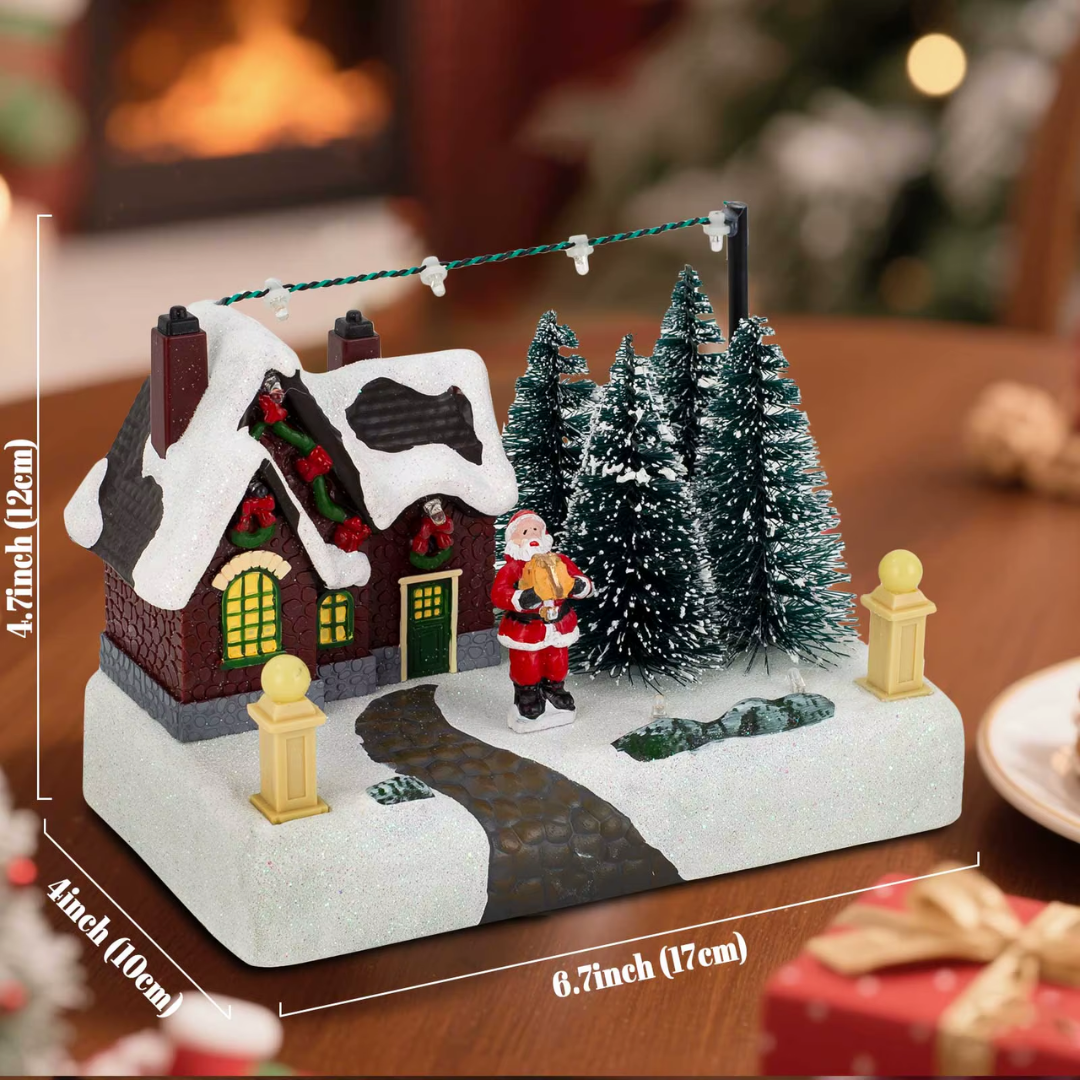 LED Christmas Village Scene – Santa’s Snowy Cottage