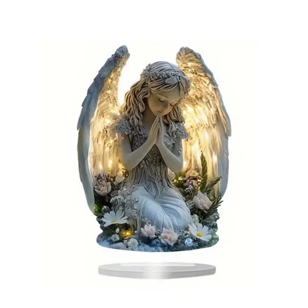 Radiant Praying Angel Light β Acrylic Luminous Decor for Peaceful Homes