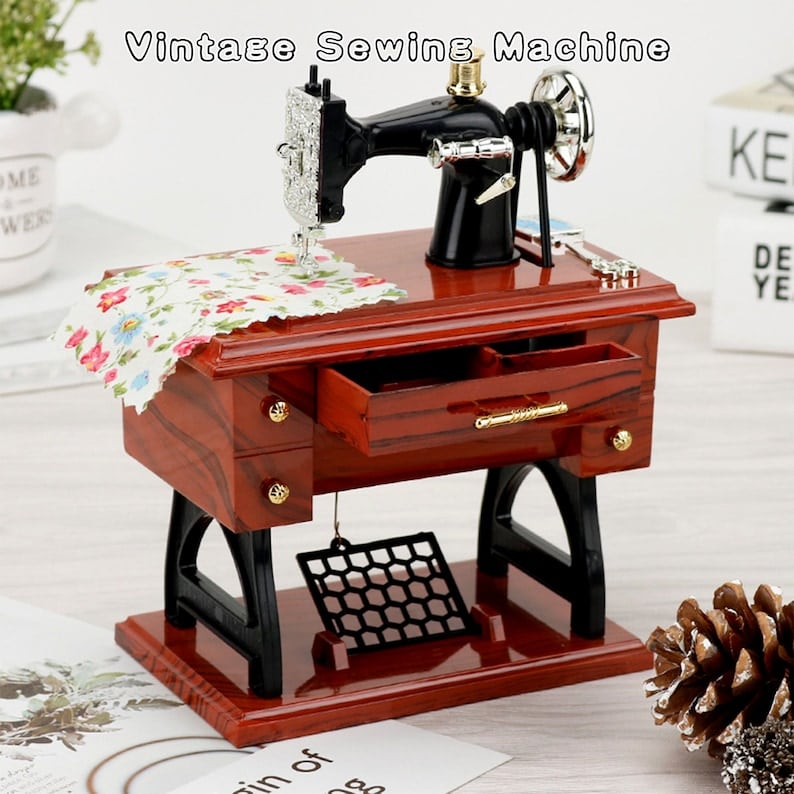 Vintage Sewing Machine Music Box