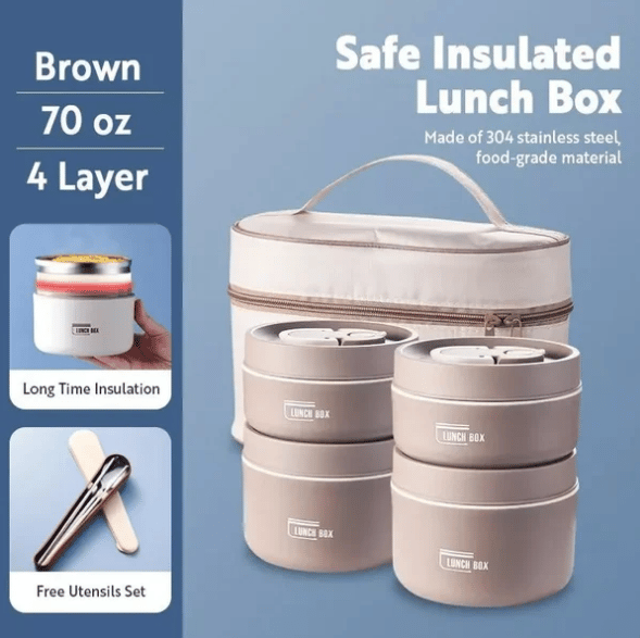 PORTABLE INSULATED LUNCH CONTAINER SET