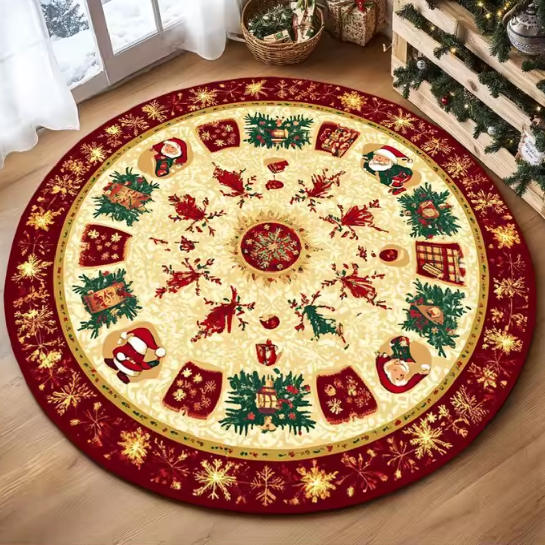 Christmas Round Rug β Festive Snowflake & Tree Collection