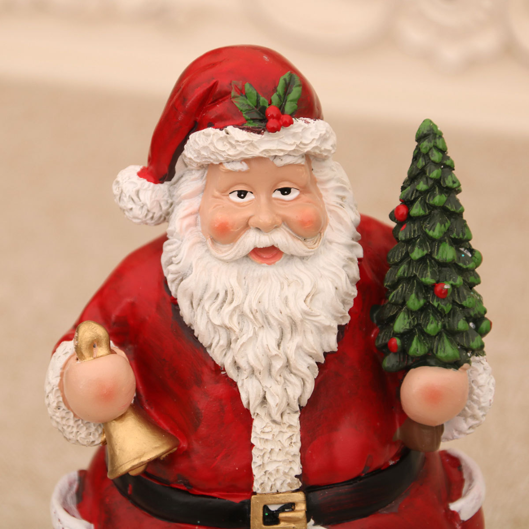 Christmas Cabin Music Box β LED Santa & Snowman Figurines (Rotating Train)