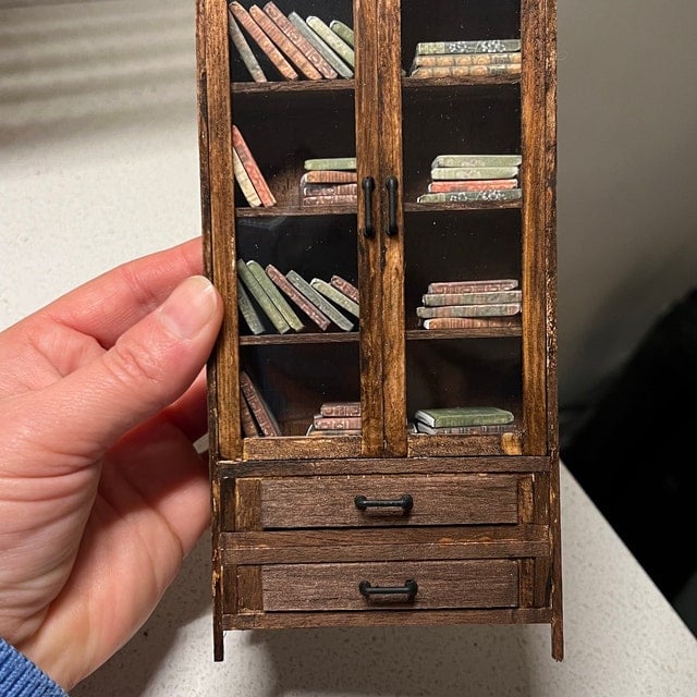 Miniature Bookshelf, Dollhouse Miniature Bookcase