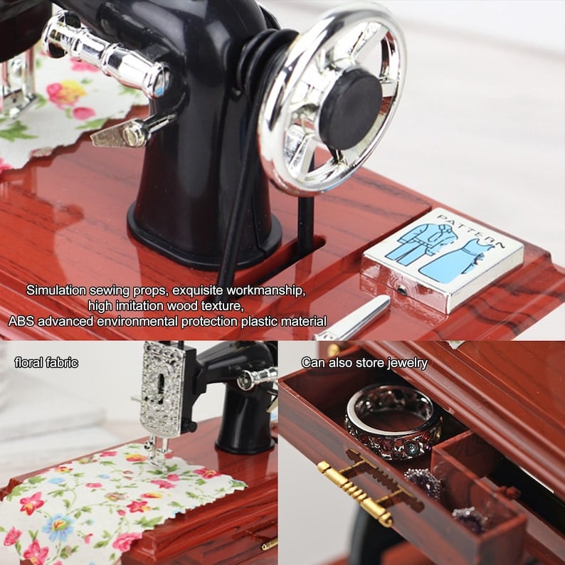 Vintage Sewing Machine Music Box