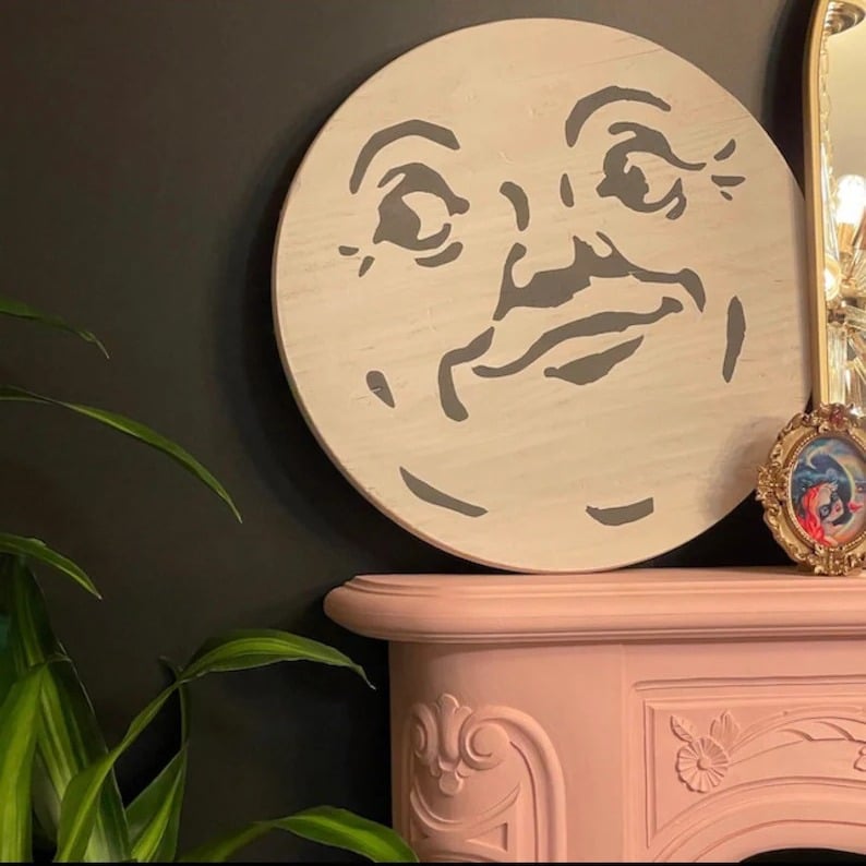 Vintage Man in the Moon Wood Sign