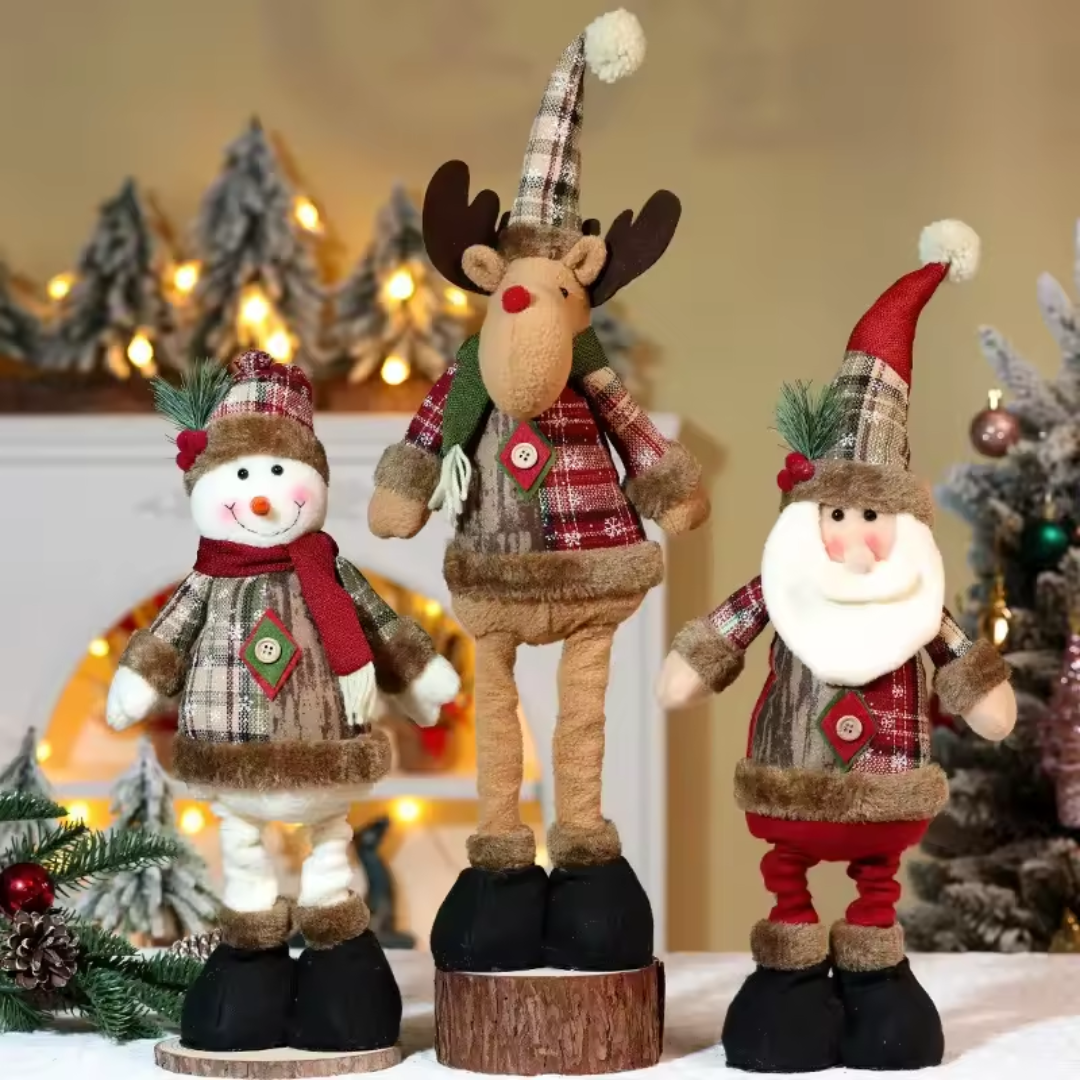 Adjustable Christmas Plush Figures – Santa, Snowman, Reindeer or Full Set (40–60 cm) | Festive Home Decor Dolls