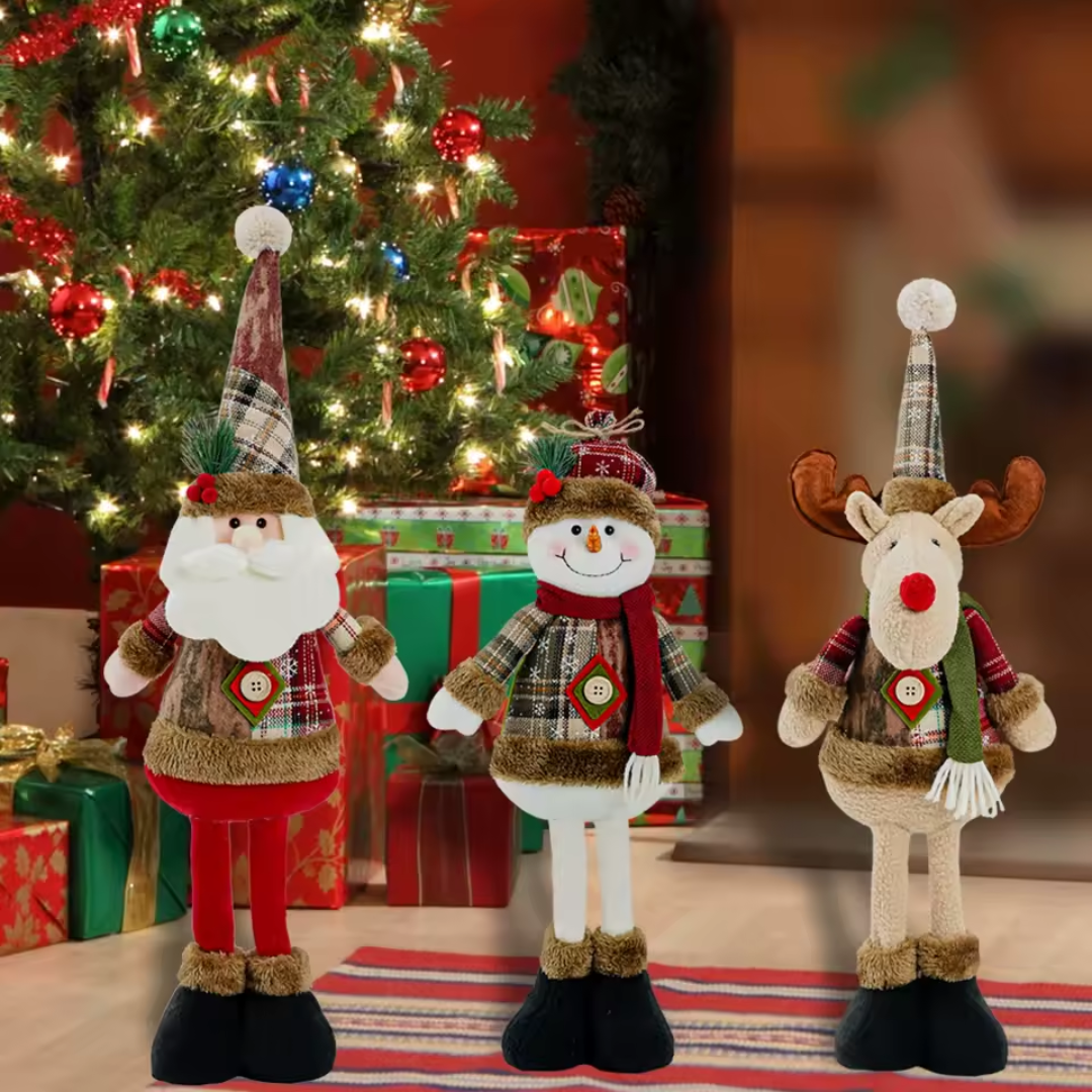 Adjustable Christmas Plush Figures – Santa, Snowman, Reindeer or Full Set (40–60 cm) | Festive Home Decor Dolls