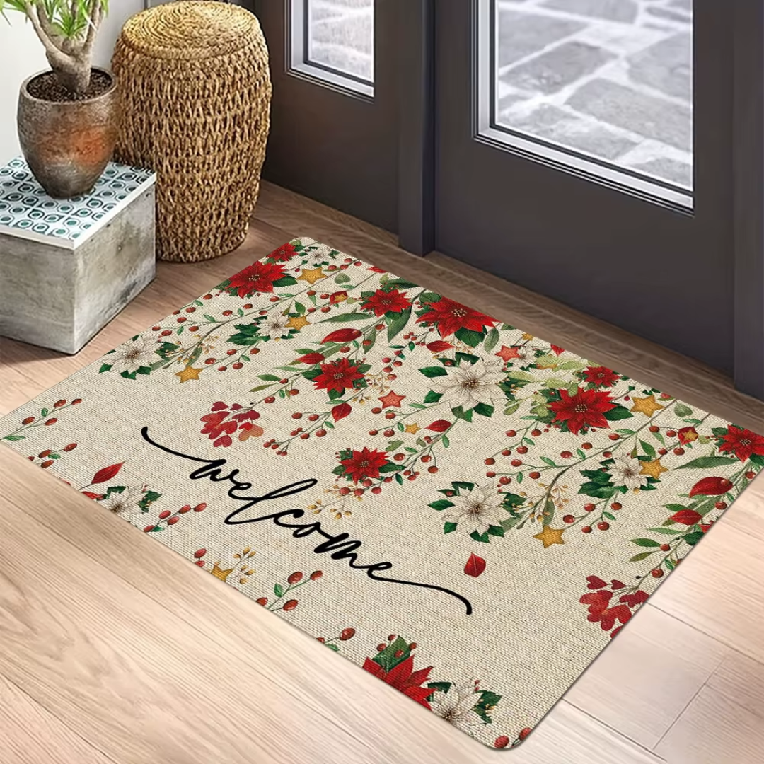 Christmas Welcome Doormat Collection – Non-Slip Flannel Entry Rugs