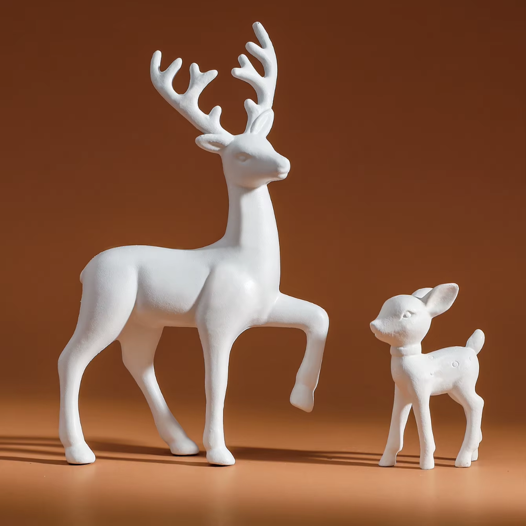 Reindeer Figurine Set (2 Pieces) – Modern Nordic Christmas Décor