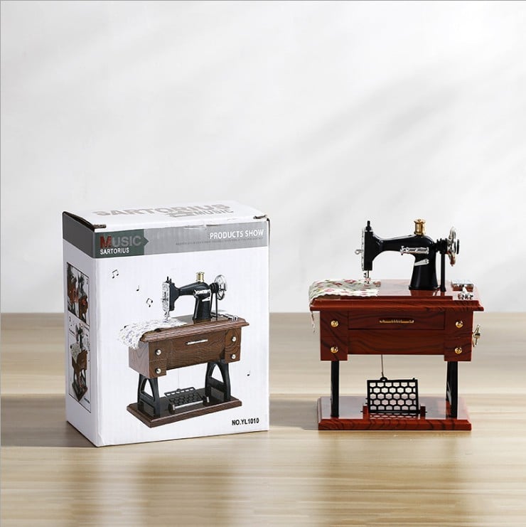 Vintage Sewing Machine Music Box
