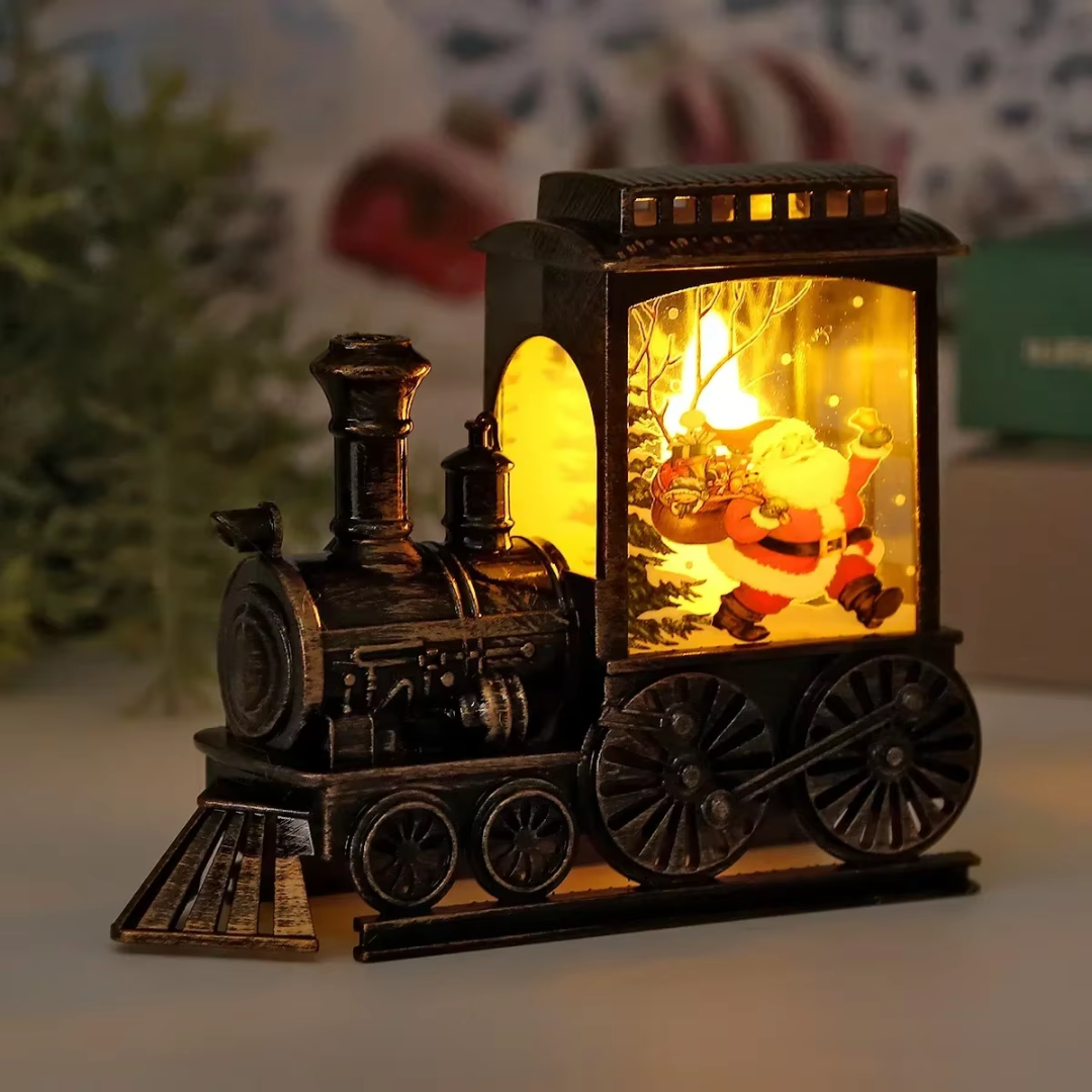 Vintage Christmas Train LED Lantern – Festive Glowing Ornament