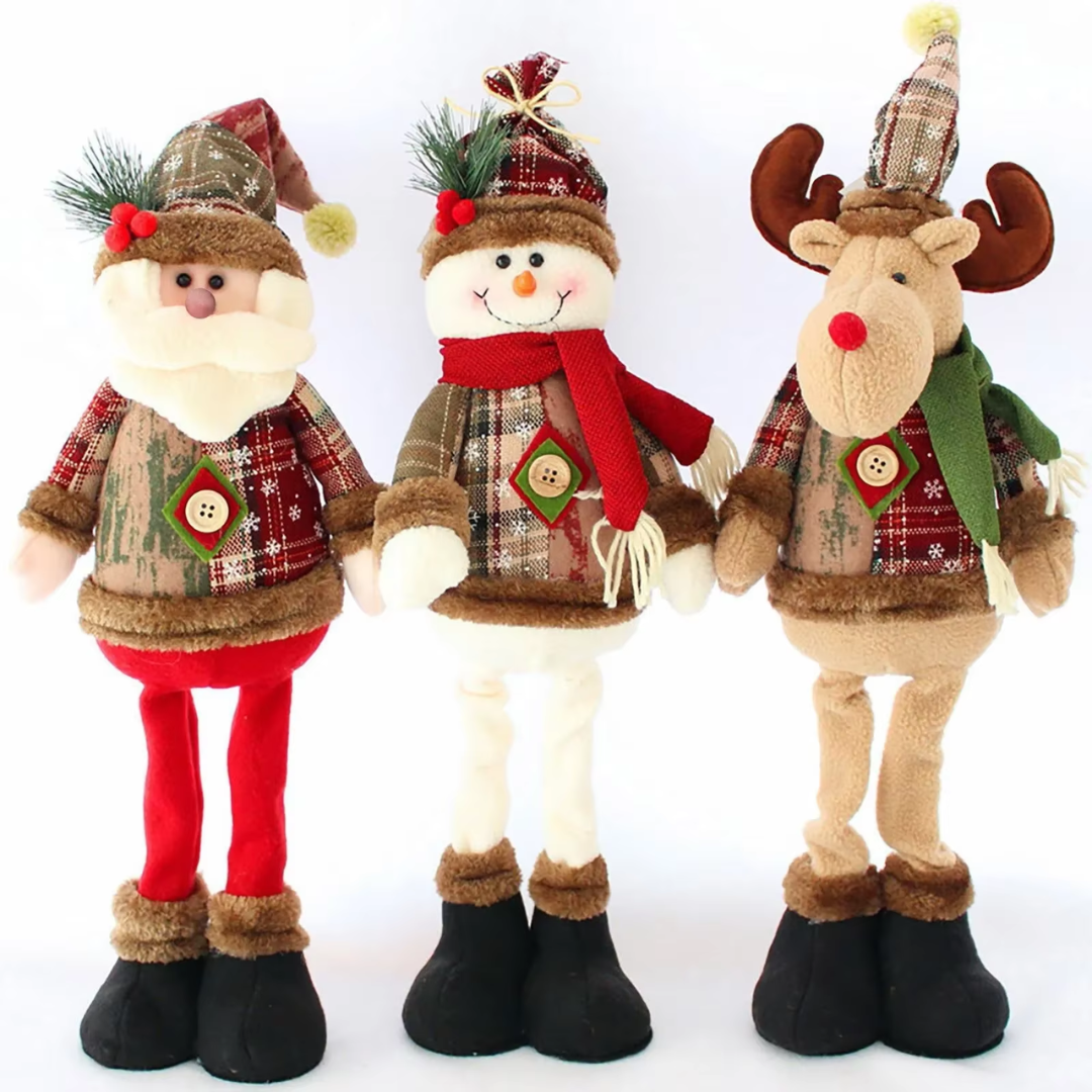 Adjustable Christmas Plush Figures – Santa, Snowman, Reindeer or Full Set (40–60 cm) | Festive Home Decor Dolls