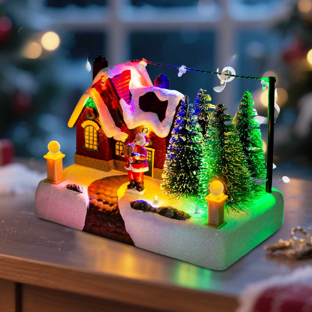 LED Christmas Village Scene – Santa’s Snowy Cottage