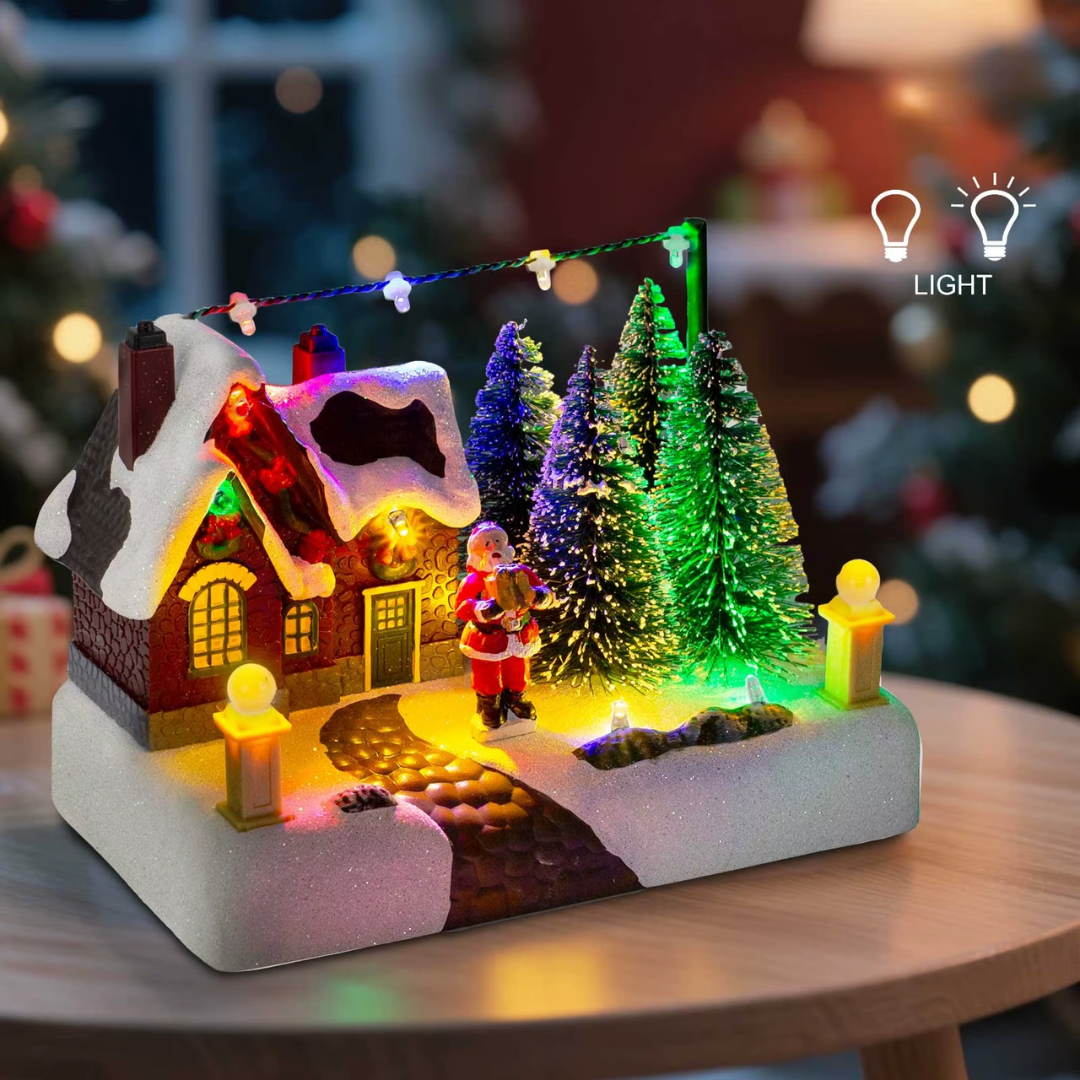 LED Christmas Village Scene – Santa’s Snowy Cottage