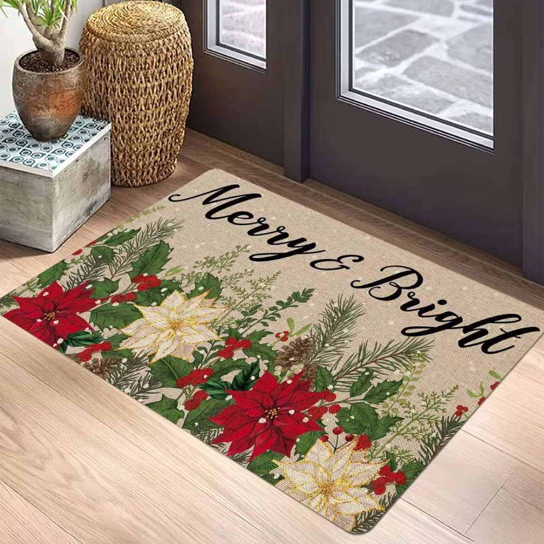 Christmas Welcome Doormat Collection – Non-Slip Flannel Entry Rugs
