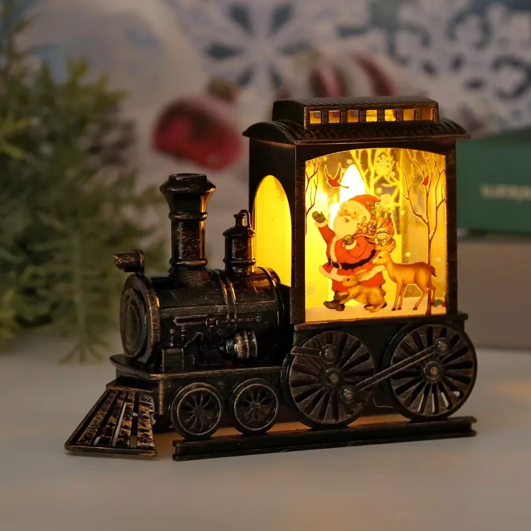Vintage Christmas Train LED Lantern – Festive Glowing Ornament