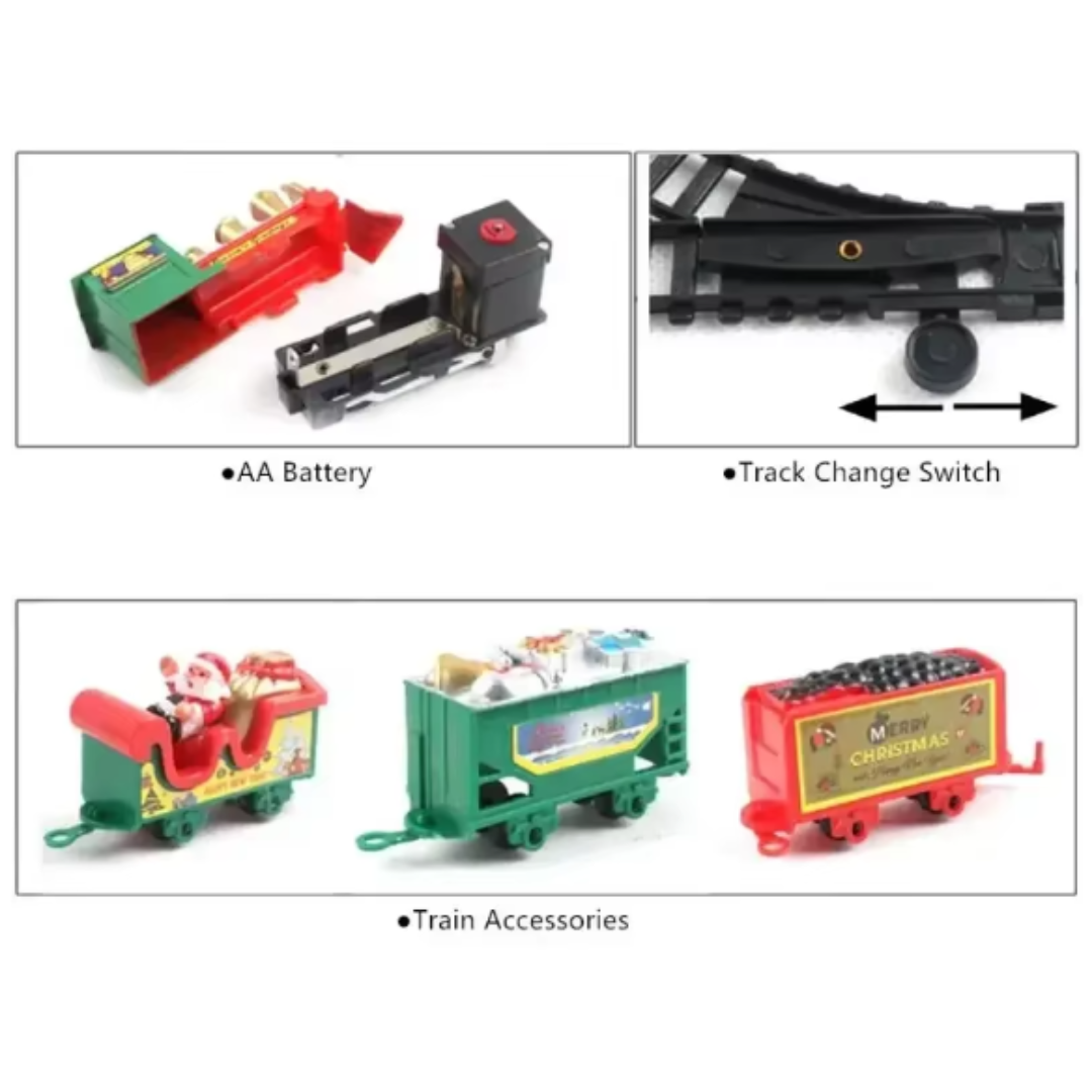 Classic Christmas Electric Train Set for Tree – Battery-Powered Track (216 cm) | Holiday Decoration & Kids Toy