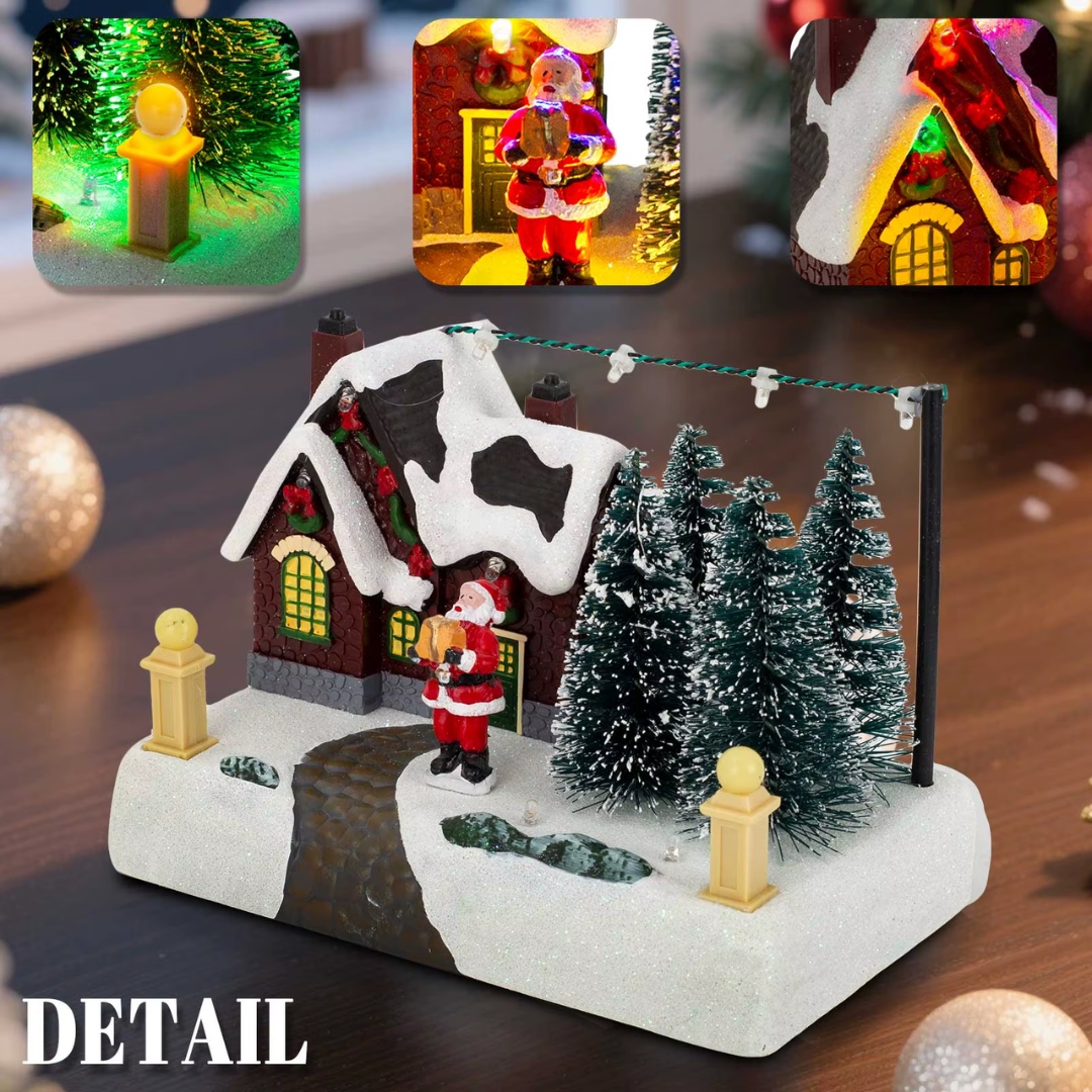 LED Christmas Village Scene – Santa’s Snowy Cottage