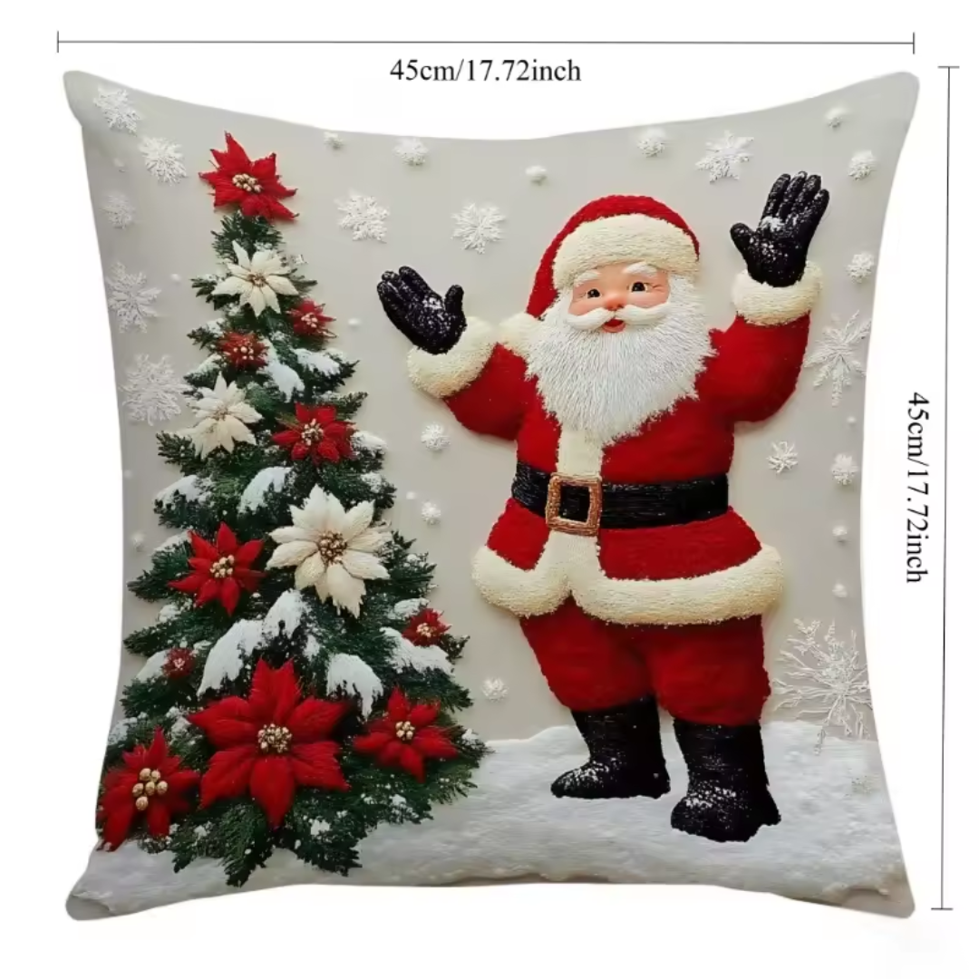 Christmas Embroidered Cushion Covers Set (4 Pieces) – Cozy Holiday Pillow Covers