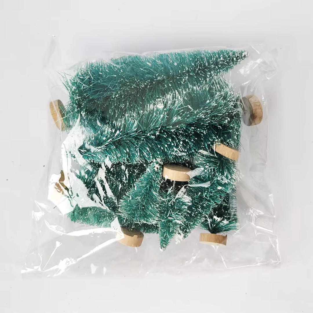 Mini Frosted Christmas Trees – 8-Piece Set | Tabletop Holiday Decor