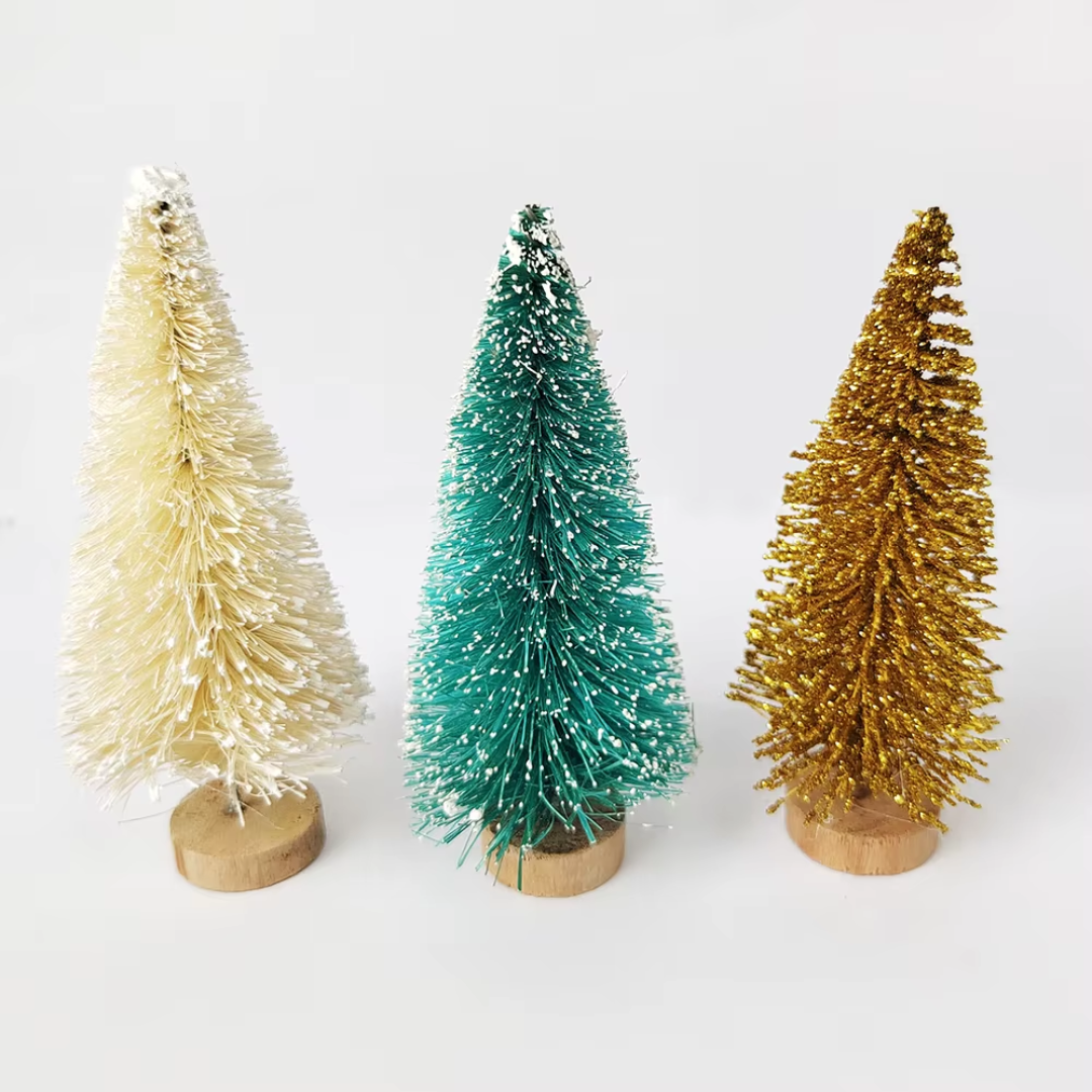 Mini Frosted Christmas Trees – 8-Piece Set | Tabletop Holiday Decor