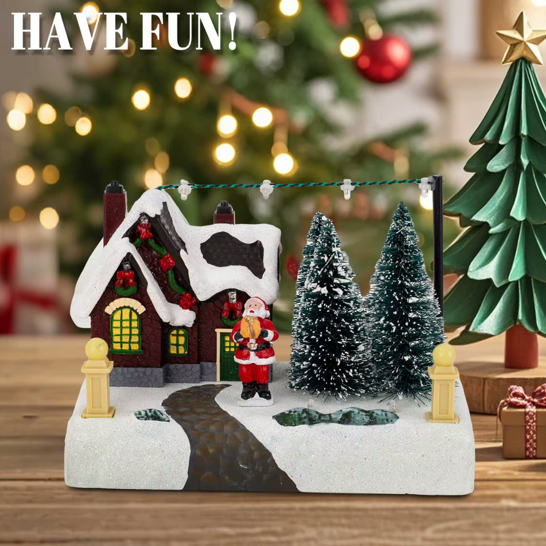 LED Christmas Village Scene – Santa’s Snowy Cottage