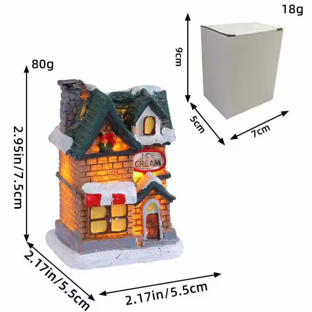 Christmas LED Village Houses – Mini Resin Light Collection (6 Styles)