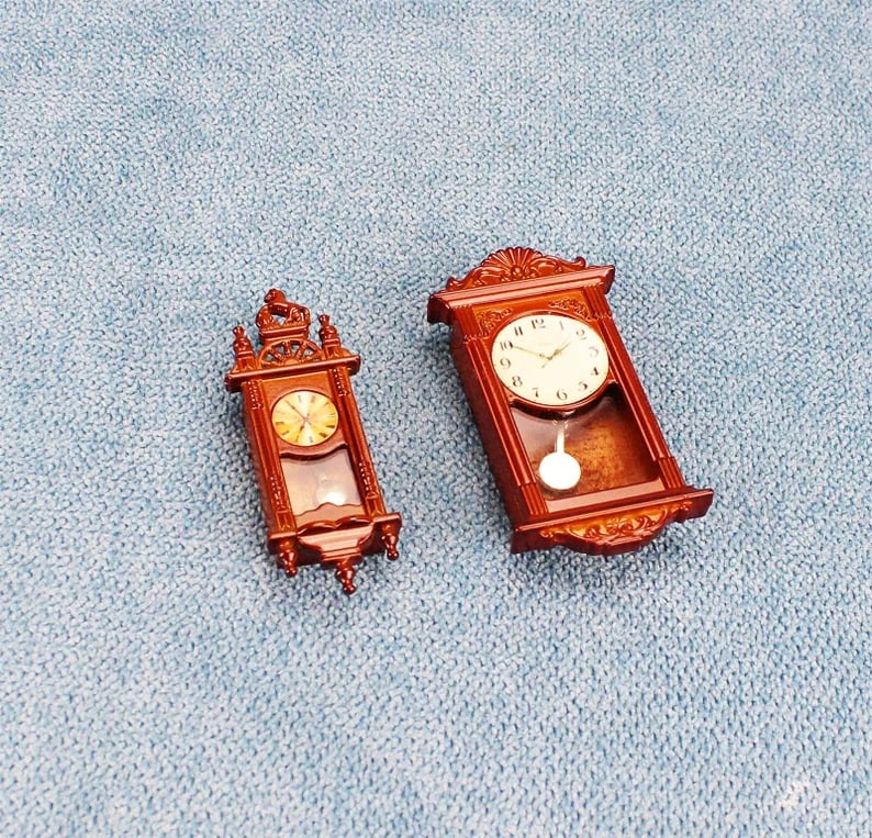 Wall Clock 1:12 Miniature Alarm Clock Decoration DIY Craft Minihouse Accessories