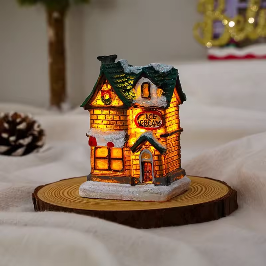Christmas LED Village Houses – Mini Resin Light Collection (6 Styles)