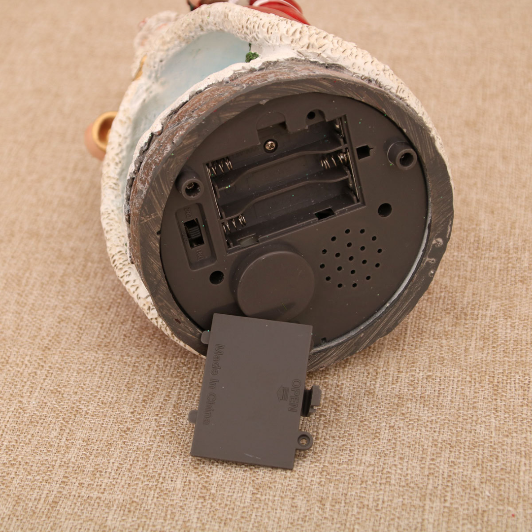 Christmas Cabin Music Box — LED Santa & Snowman Figurines (Rotating Train)