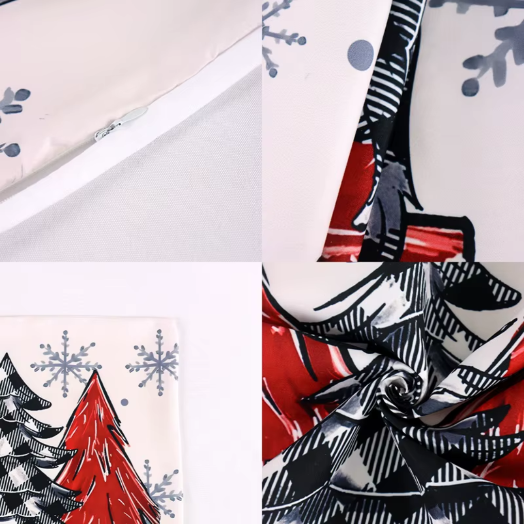 Christmas Cushion Covers Set (4 Pieces) – Red Truck & Snowflake Collection