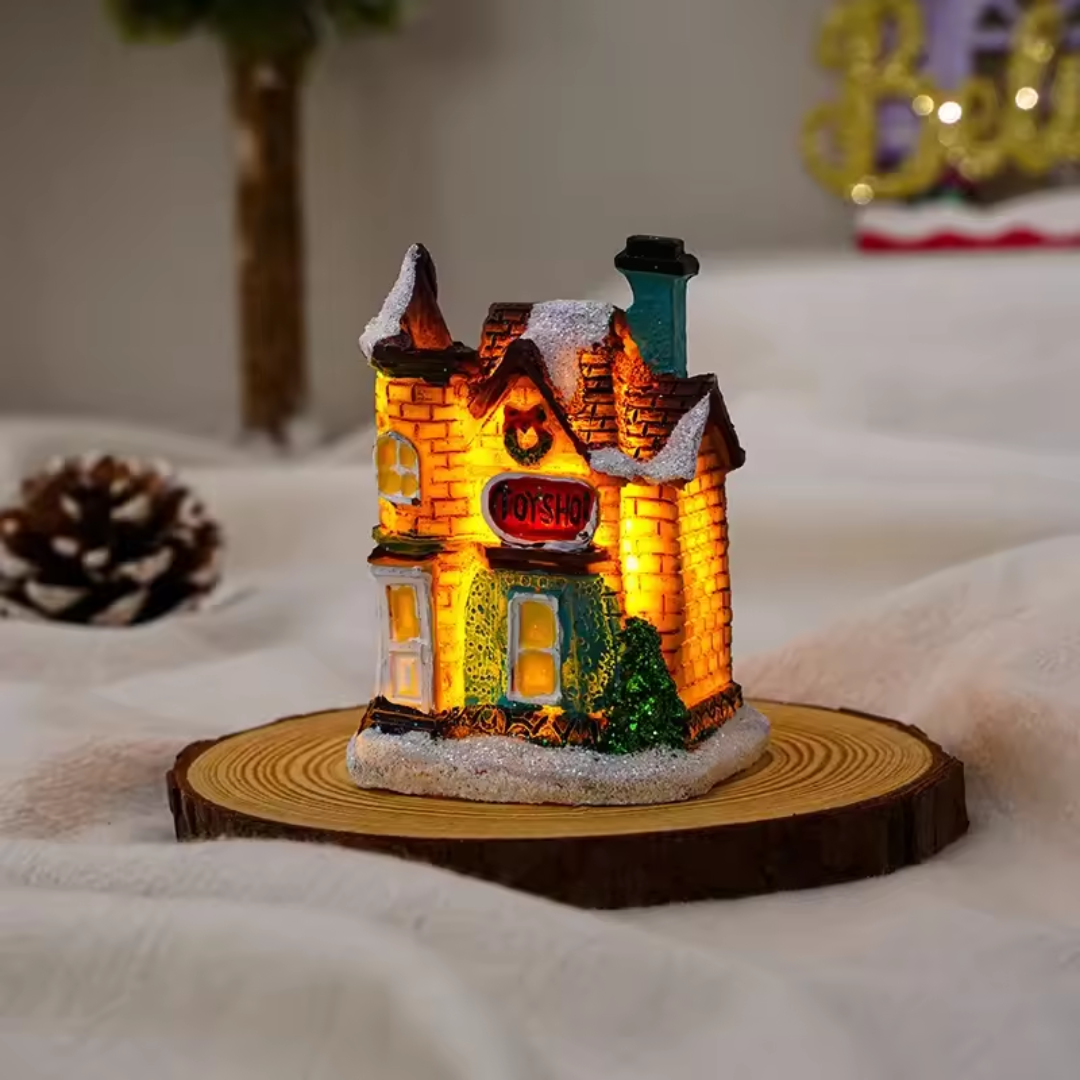 Christmas LED Village Houses – Mini Resin Light Collection (6 Styles)