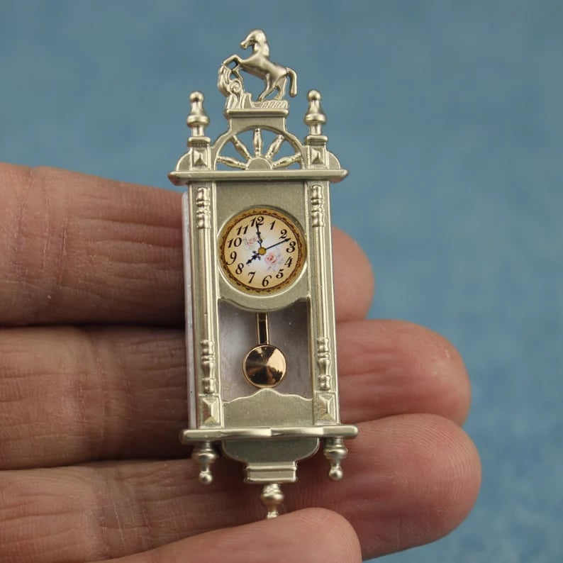 Wall Clock 1:12 Miniature Alarm Clock Decoration DIY Craft Minihouse Accessories